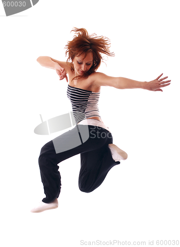 Image of attractive teenage dancing over white background