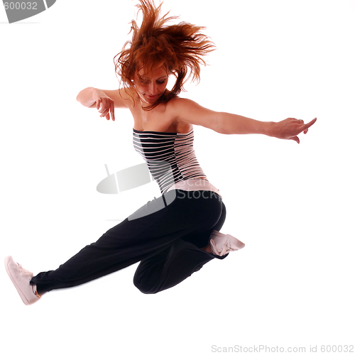 Image of attractive teenage dancing over white background