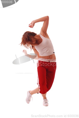 Image of attractive teenage dancing over white background