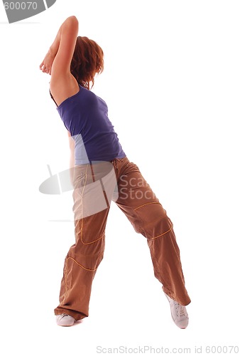 Image of attractive teenage dancing over white background