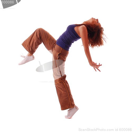 Image of attractive teenage dancing over white background