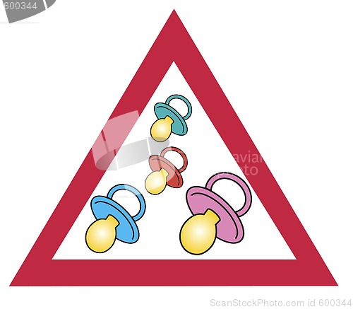 Image of traffic signs with different colored soothers