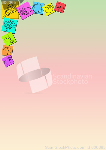 Image of gradient colored background with food symbols