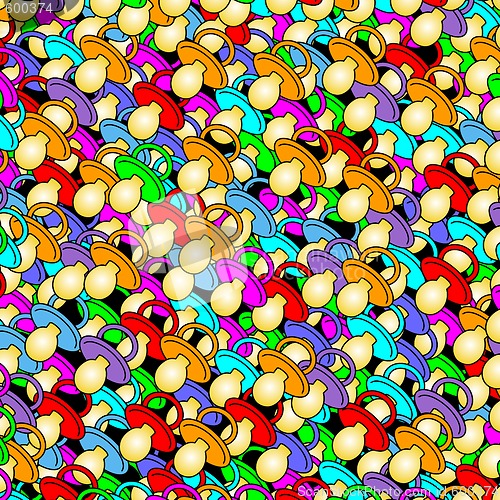 Image of background out of colored baby soothers