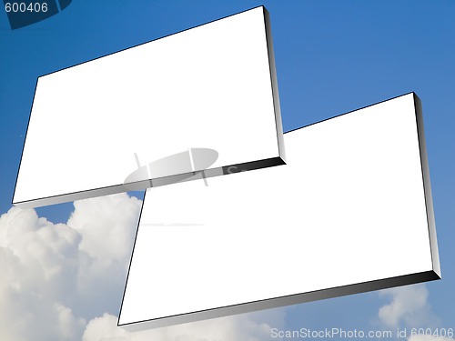 Image of white billboards in the sky