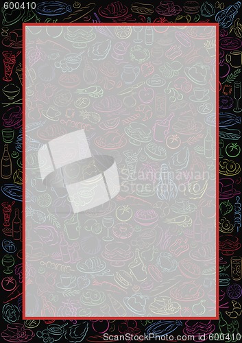 Image of background with food and a transparent frame