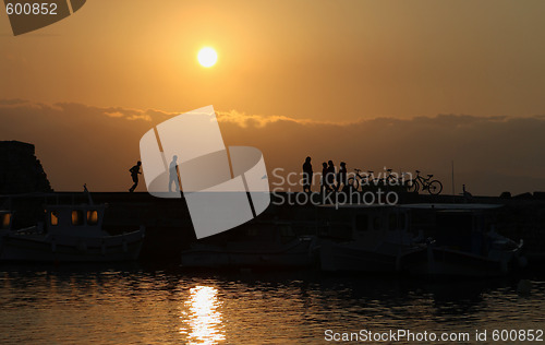 Image of Harbour wall at sunset