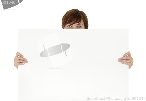 Image of Smiling eyes behind a blank banner ad