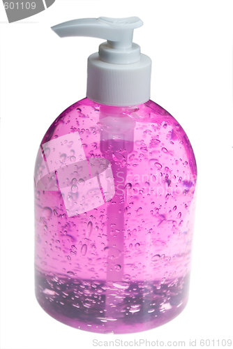 Image of pink hair gel bottle over white