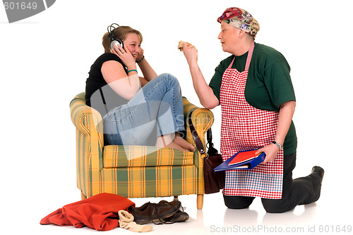 Image of Housewife with lazy daughter