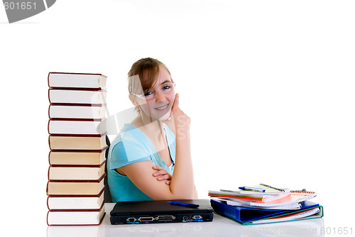 Image of Teenager girl on desk