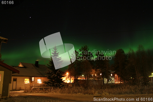 Image of Northern Lights over Houses