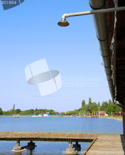 Image of shower by lake