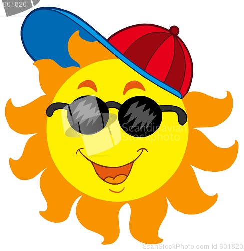 Image of Cartoon Sun in baseball cap