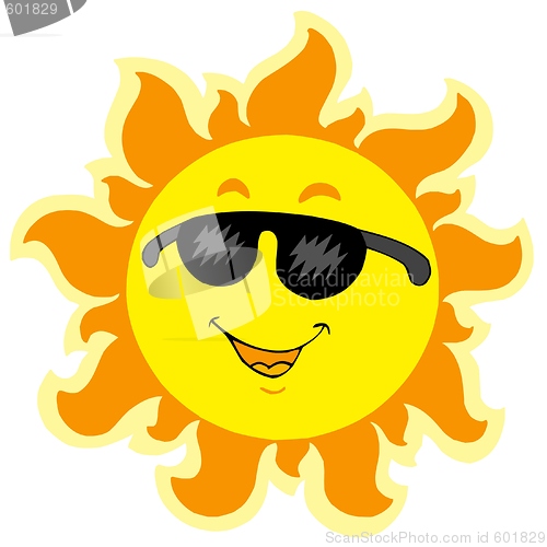 Image of Cute summer Sun with sunglasses
