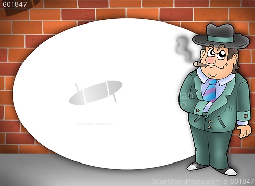 Image of Round frame with cartoon gangster