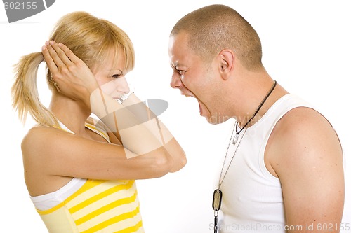 Image of man screaming at her girlfriend