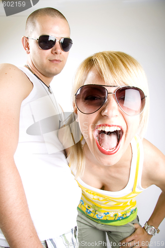 Image of dynamic picture of a casual young couple