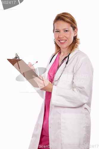 Image of Female doctor holding chart