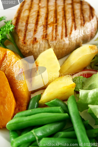 Image of Baked Vegetables And Steak