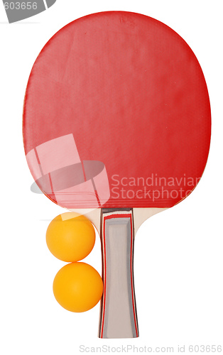 Image of tennis table racket and balls