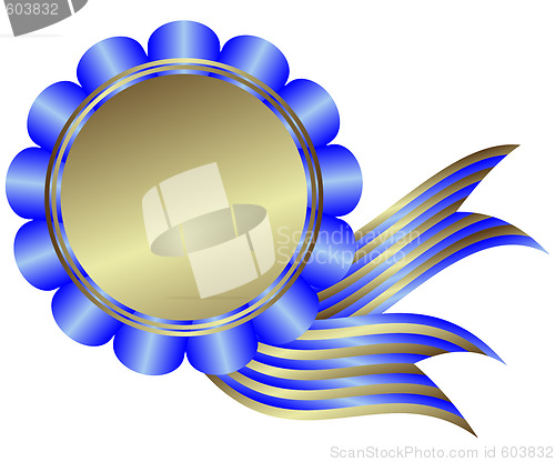 Image of Silvery medal with blue ribbon