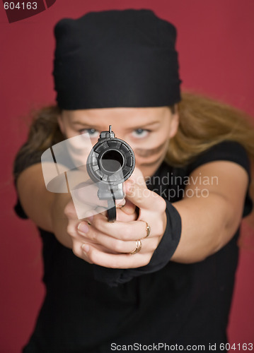 Image of aggressive girl-pirate