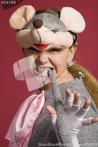 Image of beautiful girl in mouse costume