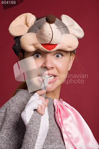 Image of funny girl in a mouse costume
