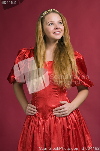 Image of beautiful  girl in red dress