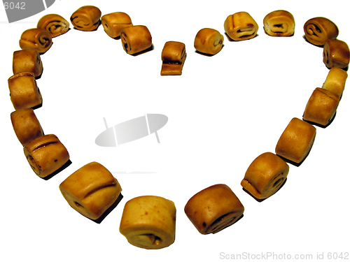Image of Heart from cookie, isolated by one