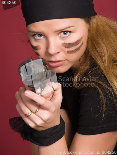 Image of aggressive girl-pirate