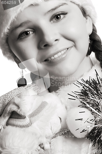 Image of Snow maiden with bear toy