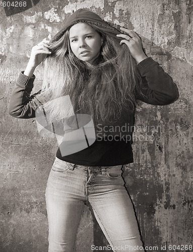 Image of beautiful girl in hood