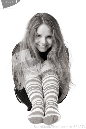 Image of laughing girl in funny socks