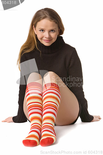 Image of beautiful girl in funny socks