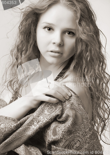 Image of model with long wavy hair