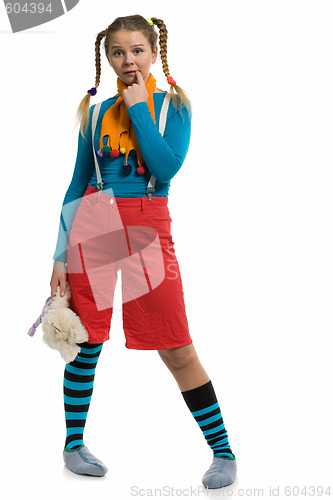 Image of girl in multi-coloured clothes 