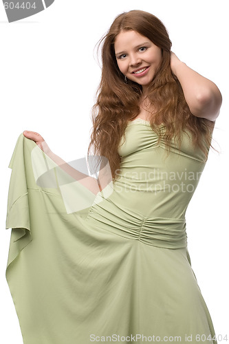 Image of beautiful girl in green dress