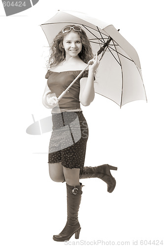 Image of young girl with pink umbrella