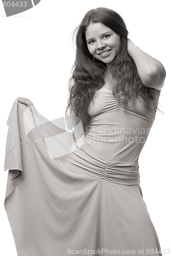 Image of beautiful girl in green dress