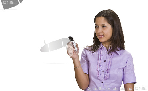 Image of Young woman with mobile phone