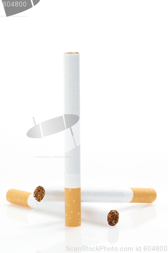 Image of Cigarettes over white in vertical composition