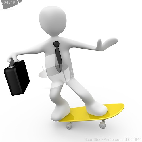 Image of Businessman On Skateboard