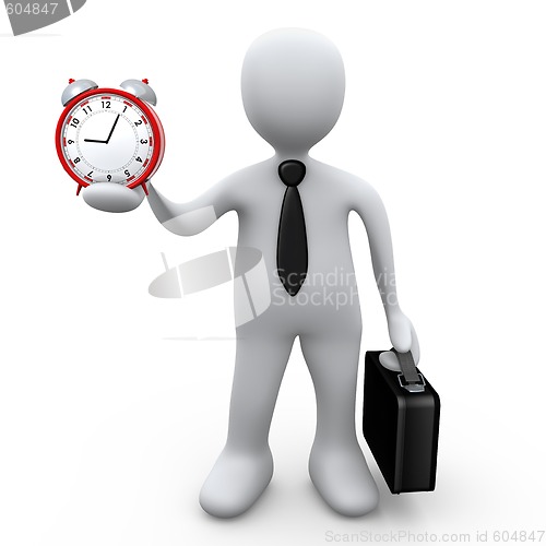 Image of Businessman Holding A Clock