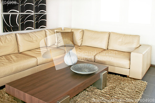 Image of Beige leather living