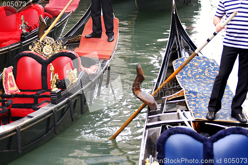 Image of chairs in the Gondola in Venice, Italy