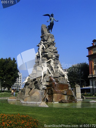 Image of Fountain in Statuto Square in Turin, Italy