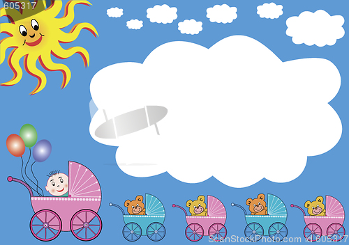 Image of buggies, clouds and sun