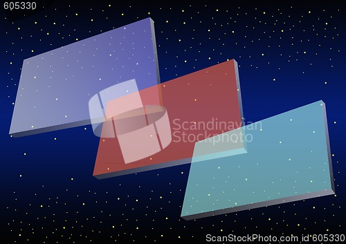 Image of three banners floating in space